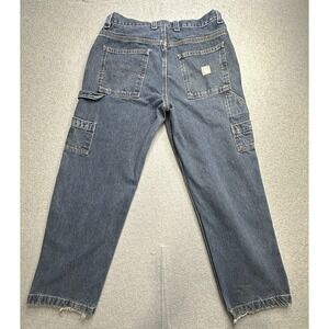 Faded Glory Carpenter Jeans Mens 34x32 Blue Denim Utility Workwear Loose Fit Y2K